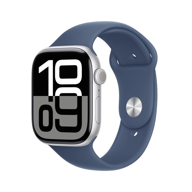 Apple Watch Series 10 GPS 46mm Aluminio Plata con correa Deportiva Azul Denim M L Apple El Corte Ingles