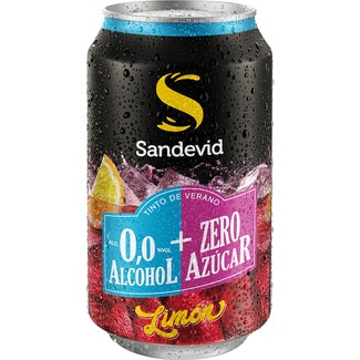 SANDEVID tinto de verano limón 0% alcohol 0% azúcar lata 33 cl