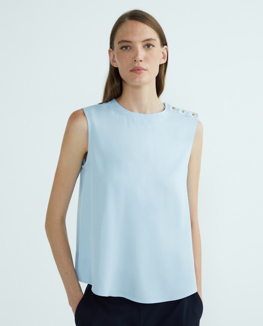Tommy Hilfiger - Camiseta de mujer sin mangas y cuello redondo.