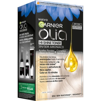 GARNIER OLIA Hi-Shine Ash Blonde Toner neutralising semi-permanent hair colour box 1 each ammonia-free