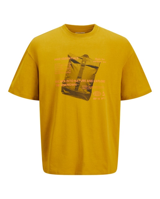 Camiseta con back  front print, cuello redondo ajustado  manga corta de hombre