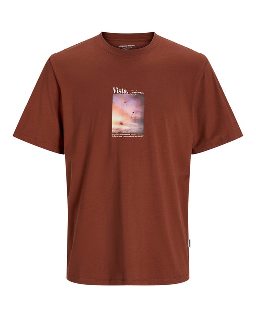 Camiseta con estampado frontal, cuello redondo  manga corta de hombre