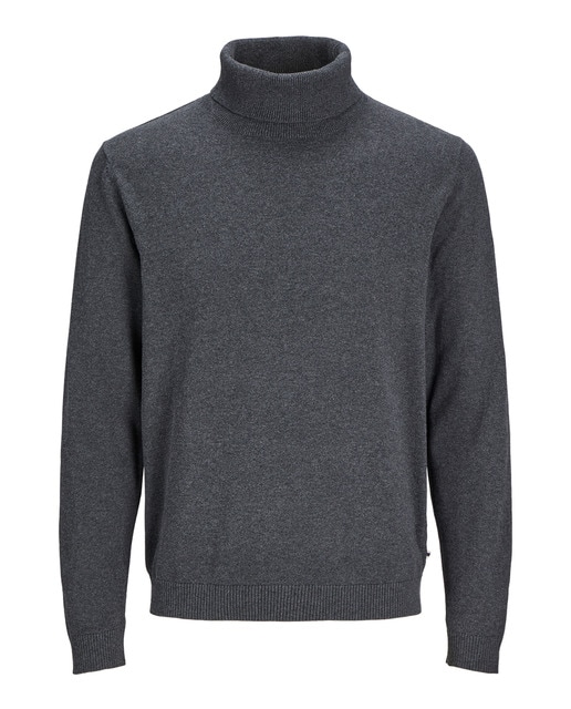 Jersey cuello alto slim con cabados en rib de hombre