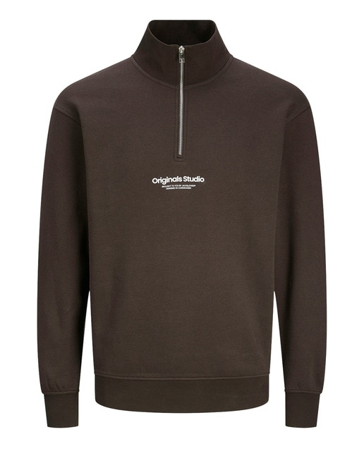 Sudadera con cremallera  cuello perkins de mangas largas de hombre