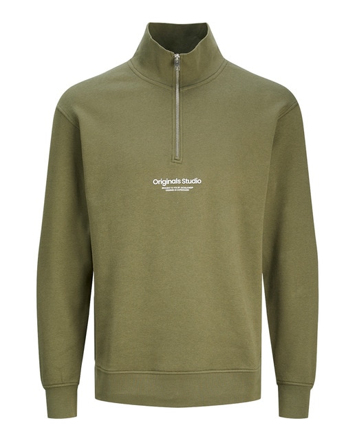 Sudadera con cremallera  cuello perkins de mangas largas de hombre