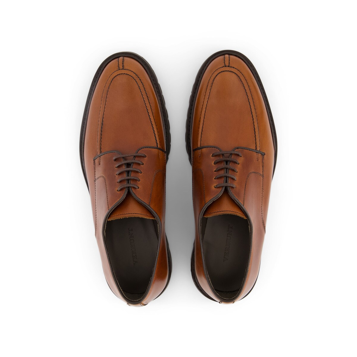 Sapatos de Campo de Homem com Atacadores em Pele e Sola Vibram Castanho-4