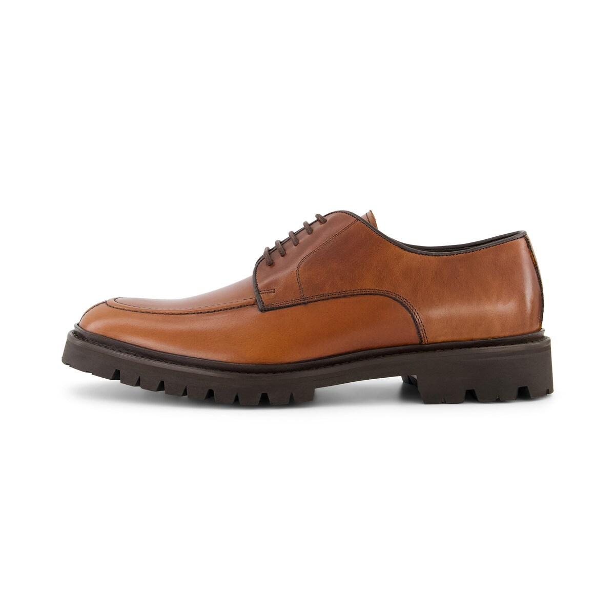 Sapatos de Campo de Homem com Atacadores em Pele e Sola Vibram Castanho-2