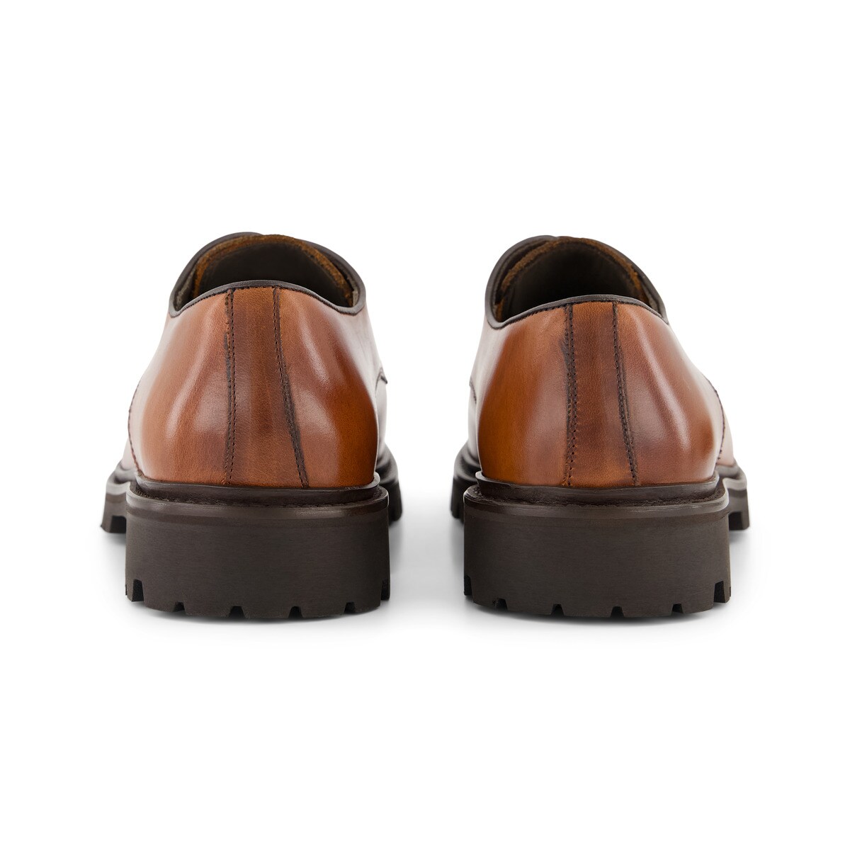 Sapatos de Campo de Homem com Atacadores em Pele e Sola Vibram Castanho-5