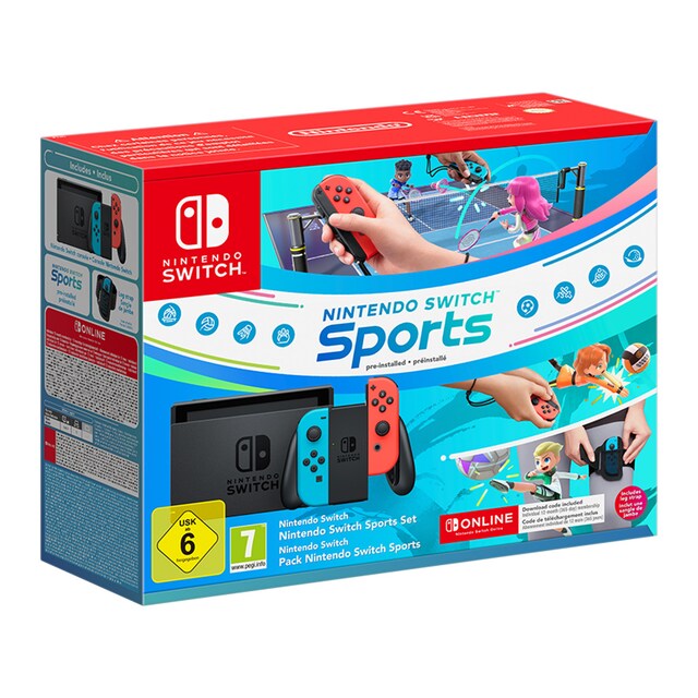 Nintendo Switch 1.1 Azul Neón / Rojo Neón + Switch Sports + 12 meses NSO