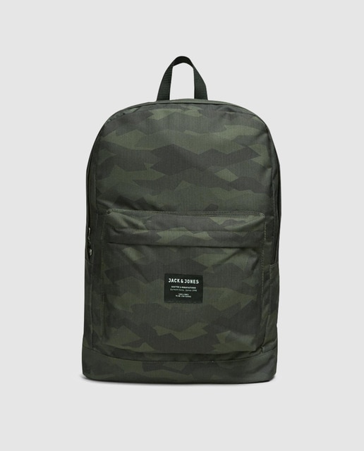 Mochila de hombre Jack & Jones camuflaje con logo