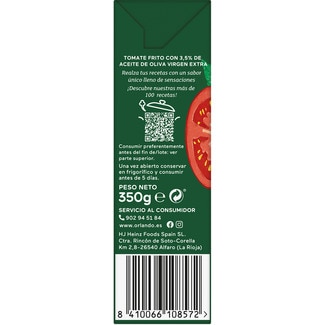 Tomate frito con aceite de oliva virgen extra sin gluten envase 350 g - Orlando