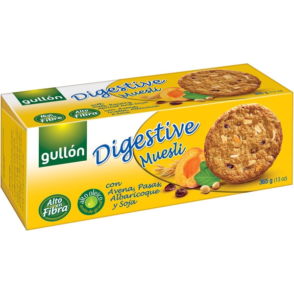 Muesli galletas con avena, pasas, albaricoque y soja estuche 365 g