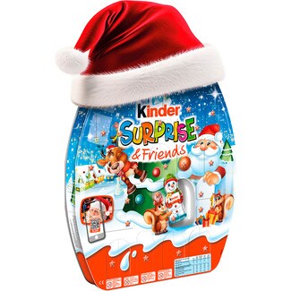 KINDER Surprise and Friends gemischte Schokoladenriegel in Weihnachtsdose Box 377 g