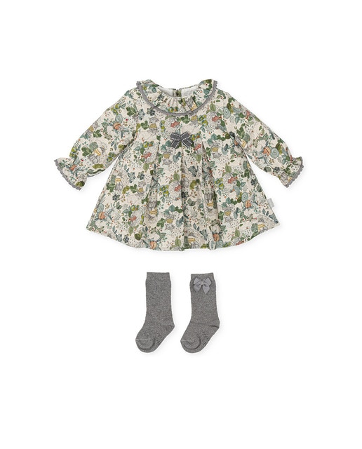Vestido de niña estampado con cuello volante