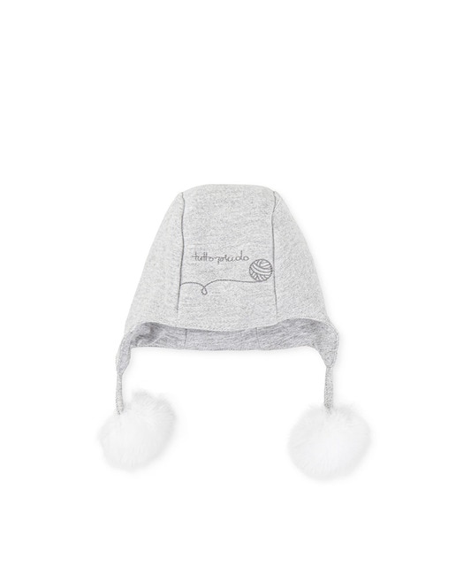 Gorro de felpa gris para recién nacido