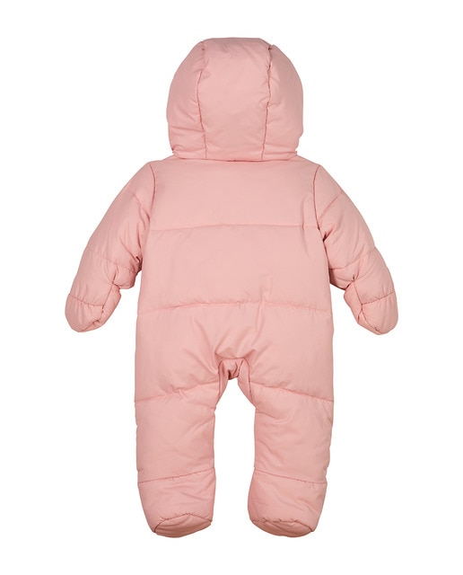 Mono de esquí acolchado de bebé niña con capucha y cierre de cremallera