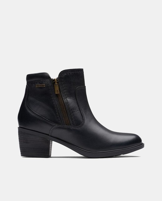 Botines Neva Zip Wp de mujer en piel con cremallera lateral y tacón bloque