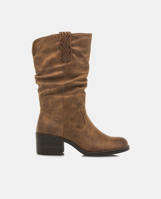 Botas de mujer tipo campera con puntera redonda y tacón bloque