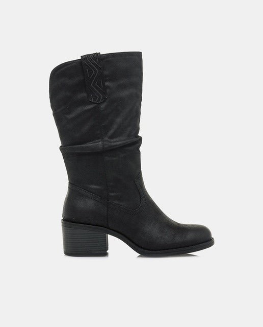 Botas de mujer tipo campera con puntera redonda y tacón bloque