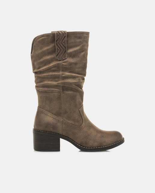 Botas de mujer tipo campera con puntera redonda y tacón bloque