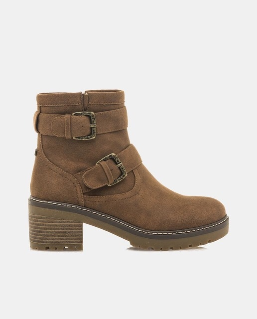 Botines de mujer con detalle de hebillas y tacón bloque