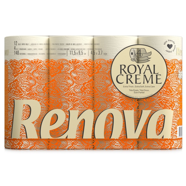 Papel Higiénico Decorado 4 Folhas Creme 12 unidades