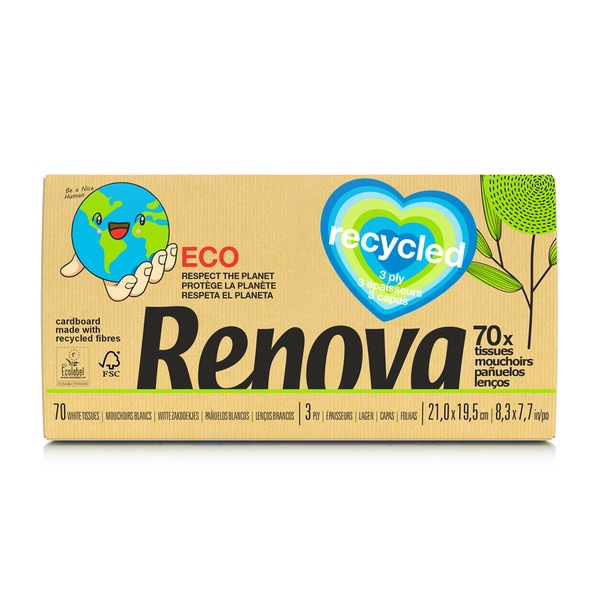 Lenços Faciais Reciclável Ecológico embalagem 72 unidades