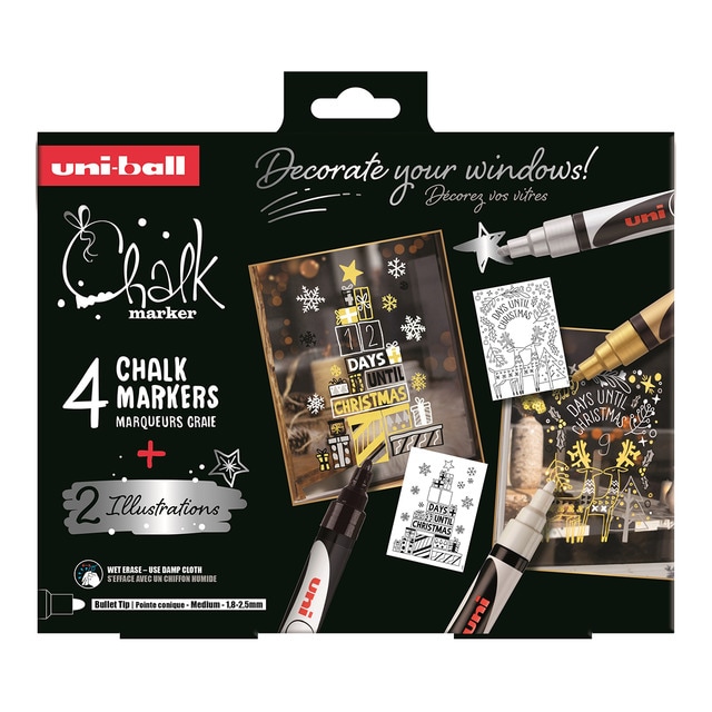 Marcadores tiza líquida 1,8 - 2,5 mm Chalk set Scandinavian 4P Uni-Ball.