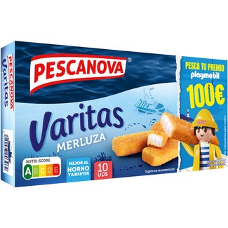 PESCANOVA varitas de merluza empanada 10 unidades estuche 300 g