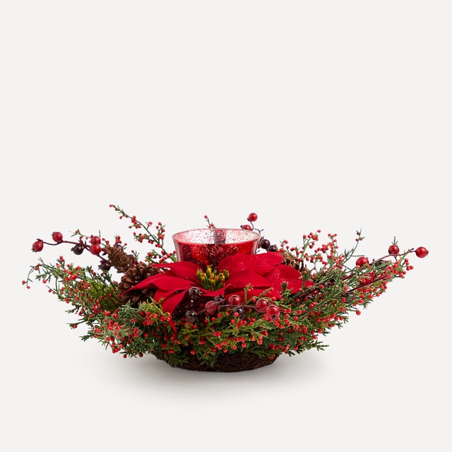 Centro de mesa mercurizado Flor de Pascua Navidad El Corte Inglés