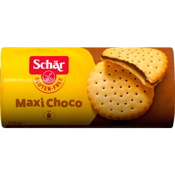 Bolachas de Chocolate Maxi sem Glúten embalagem 250 g