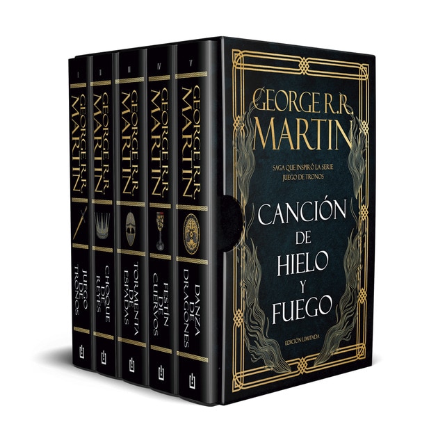 Canción de hielo y fuego: edición limitada en estuche con: Juego de tronos | Choque de reyes | Tormenta de espadas | Festín de cuervos | Danza de dr