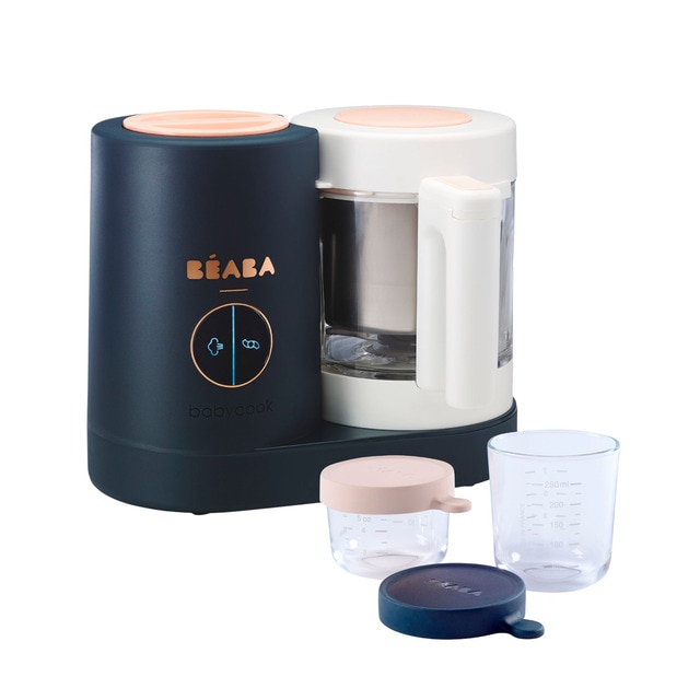 Pack Babycook Beaba Neo Night Blue con Tarros de vidrio (250 ml y 150 ml)