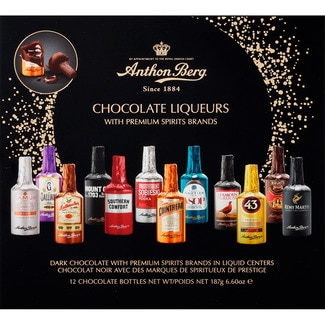 ANTHON BERG chocolate bottles filled with liqueur 12 chocolates case 187 g
