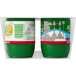 Triple Zero bífidus con trozos de fresa desnatado 0% m.g. 0% azúcares añadidos pack 4 unidades 120 g sin gluten sin lactosa - Danone Activia