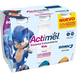 DANONE ACTIMEL Kids L. Casei natural sin azúcares añadidos pack 6 unidades 100 g