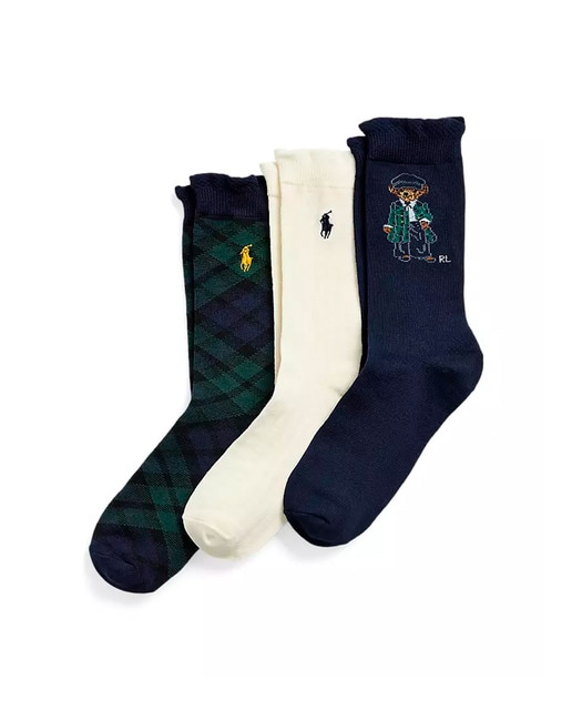 Pack de 3 calcetines de niña largos con Polo Bear