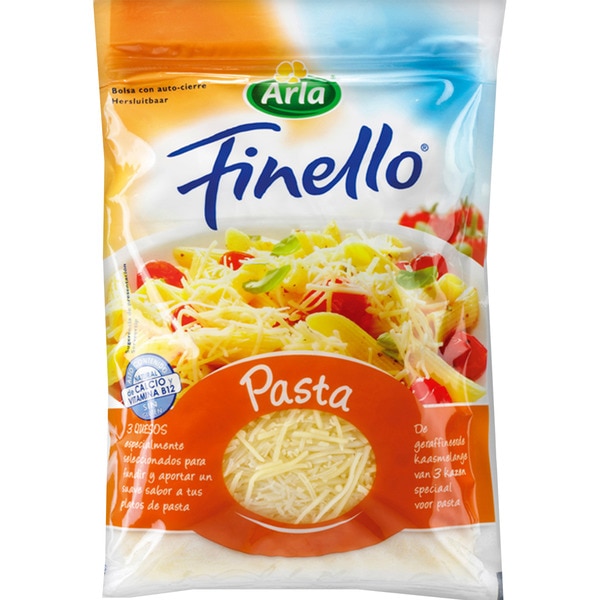 grated cheese 3 cow's cheeses cheddar, mature cheese and maasdam for pasta and melting bag 150 g made with pasteurised milk