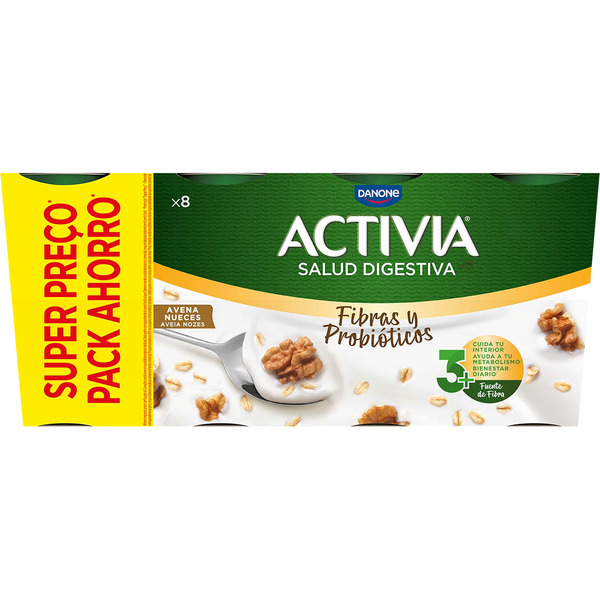Fibras y Probióticos bífidus con avena y nueces pack 8 units 115 g pack ahorro