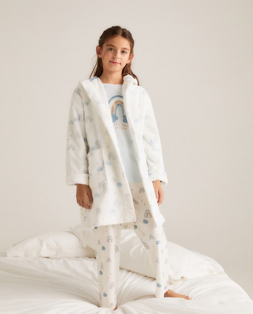 Albornoz de niña con estampado arco íris