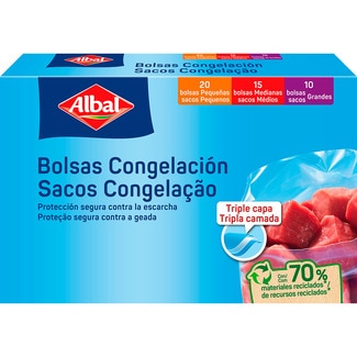 ALBAL bolsa de congelación surtidas 20 pequeñas 15 medianas y 10 grandes caja 45 unidades
