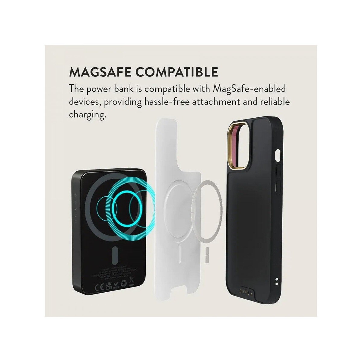Powerbank Burga MagSafe 5000 mAh - Vigilant / Cinzento 3