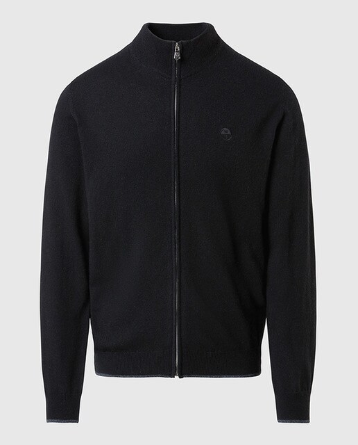 Cárdigan de cremallera cuello redondo en mezcla de cashmere de hombre