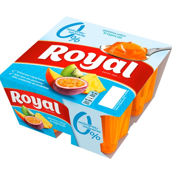 Gelatina Tropical 0% açúcares Pack 4 unidades embalagem 90 g