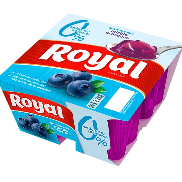 Gelatina de Mirtilo 0% açúcares Pack 4 unidades embalagem 90 g