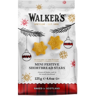 Walkers Bolachas Mini de Manteiga Estrelas de Natal Shortbread embalagem 125 g