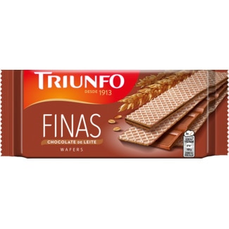 Triunfo Bolachas Finas Wafer de Chocolate de Leite embalagem 92 g