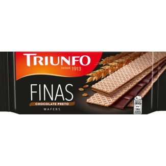 Triunfo Bolachas Finas Wafer de Chocolate Negro embalagem 92 g