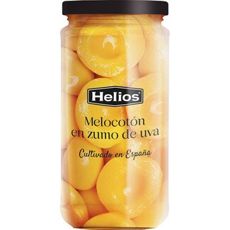 HELIOS melocotón en zumo de uva frasco 400 g neto escurrido