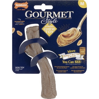 NYLABONE juguete para perros de nylon en forma de palo sabor cacahuete talla XL 16,5 cm envase 1 unidad